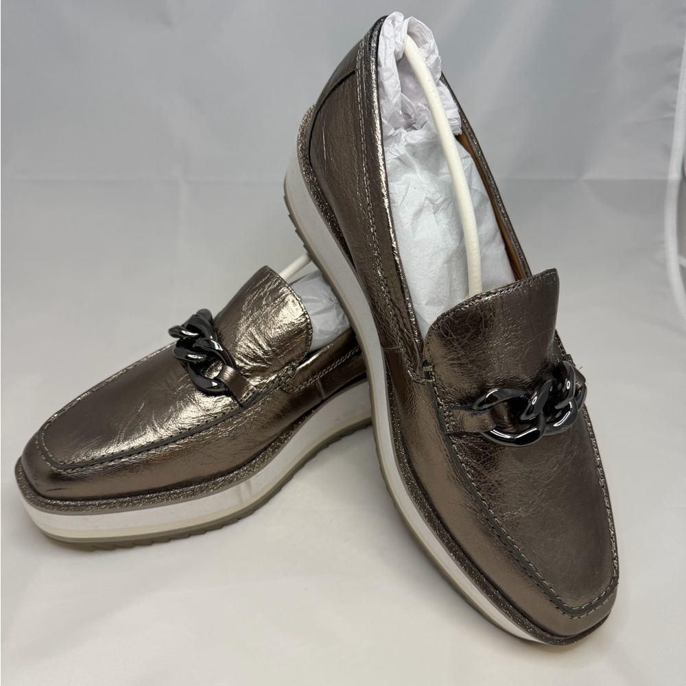 NEW Johnston & Murphy Gracelyn Chain Loafers-Gracelyn-Bronze Metallic Sz 8.5M